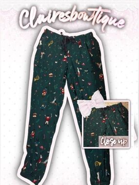 Kids Dark Green Holiday Print Pajama Pants